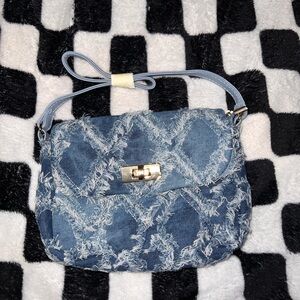 Blue Denim Argyle Shoulder Bag